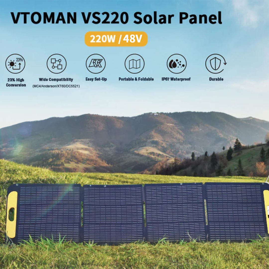 VTOMAN VS220 PRO Panello Fotovoltaico Portatile da 220W per Flashspeed 1500 e Jump1800