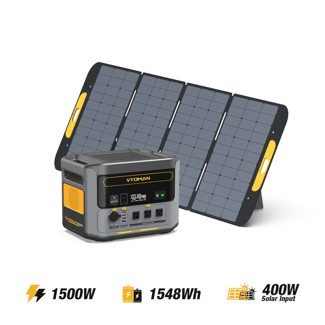 VTOMAN VS400 Panello Fotovoltaico Portatile 400W - 48V pieghevole con certificazione IP67 Impermeabile con Adattatori Anderson XT60 DC5521 adatto per Jump 2200 e FlashSpeed 1000/1500