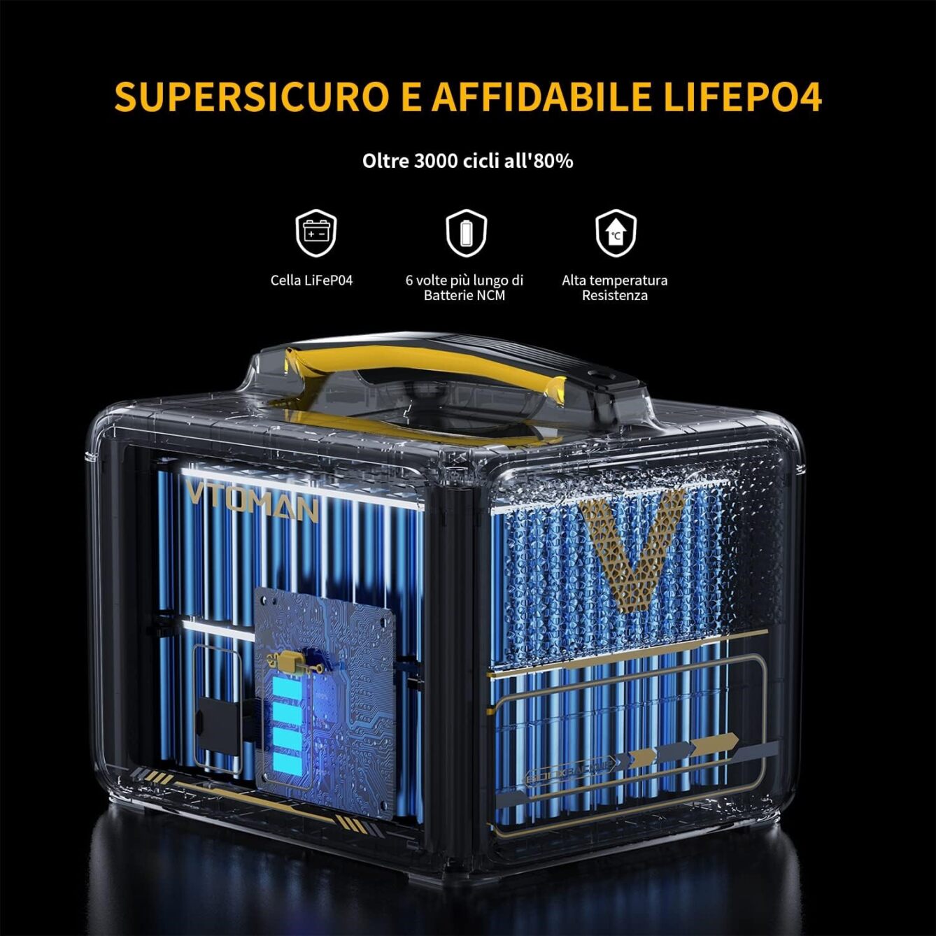 VTOMAN Jump 600X EXTRA BATTERY 640Wh con cavo CP3500 per collegamento a Jump 600X