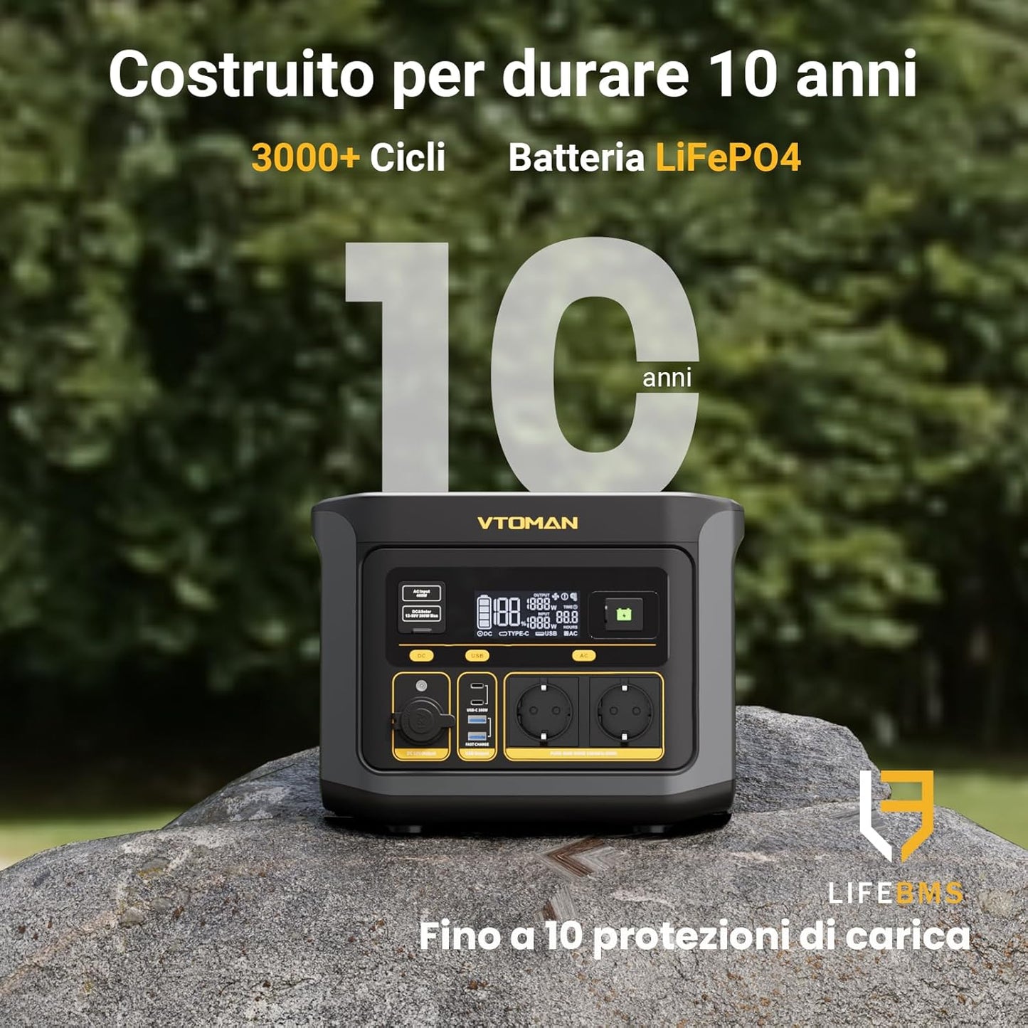 VTOMAN FlashSpeed 600 Stazione di Energia Portatile 499Wh 600W con prese EU