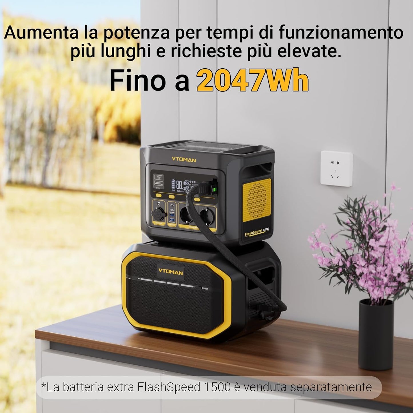 VTOMAN FlashSpeed 600 Stazione di Energia Portatile 499Wh 600W con prese EU