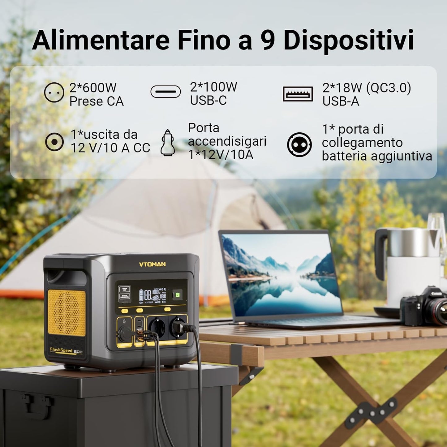 VTOMAN FlashSpeed 600 Stazione di Energia Portatile 499Wh 600W con prese EU