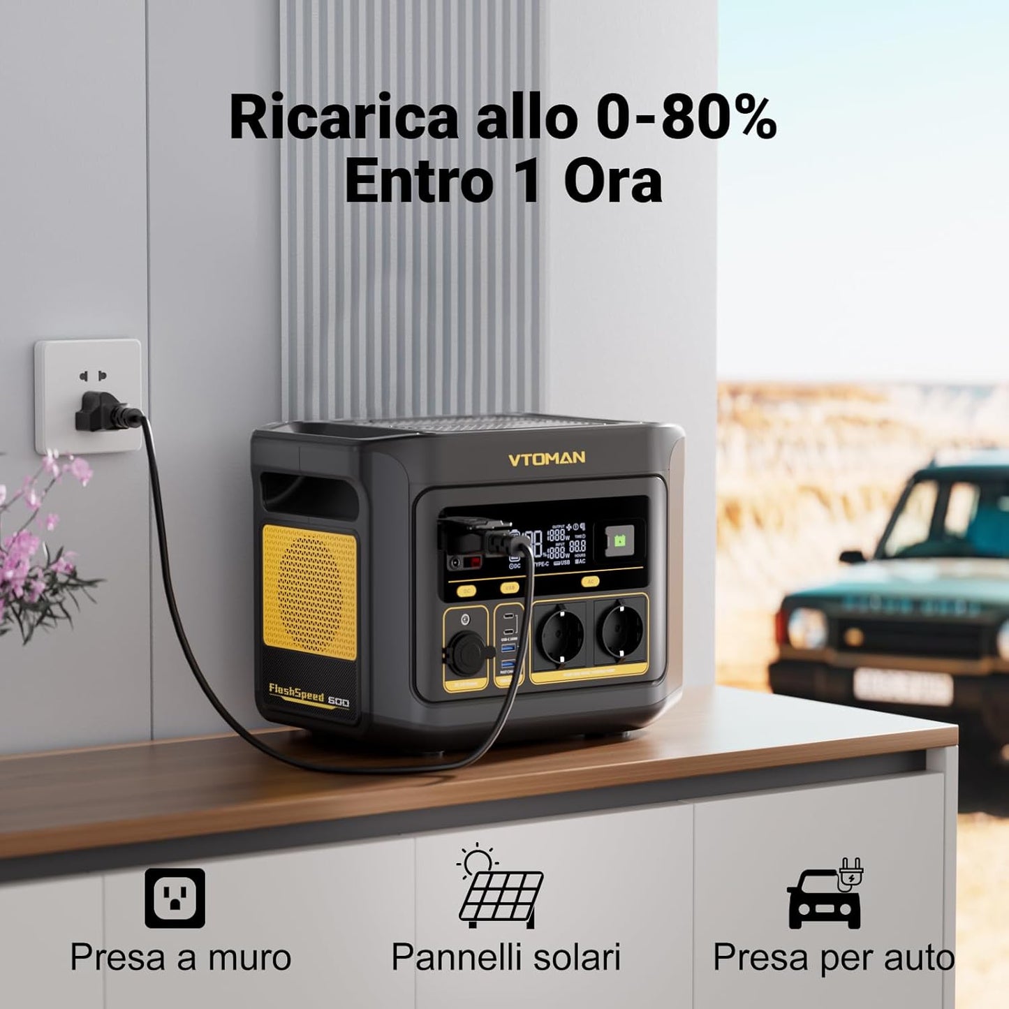 VTOMAN FlashSpeed 600 Stazione di Energia Portatile 499Wh 600W con prese EU