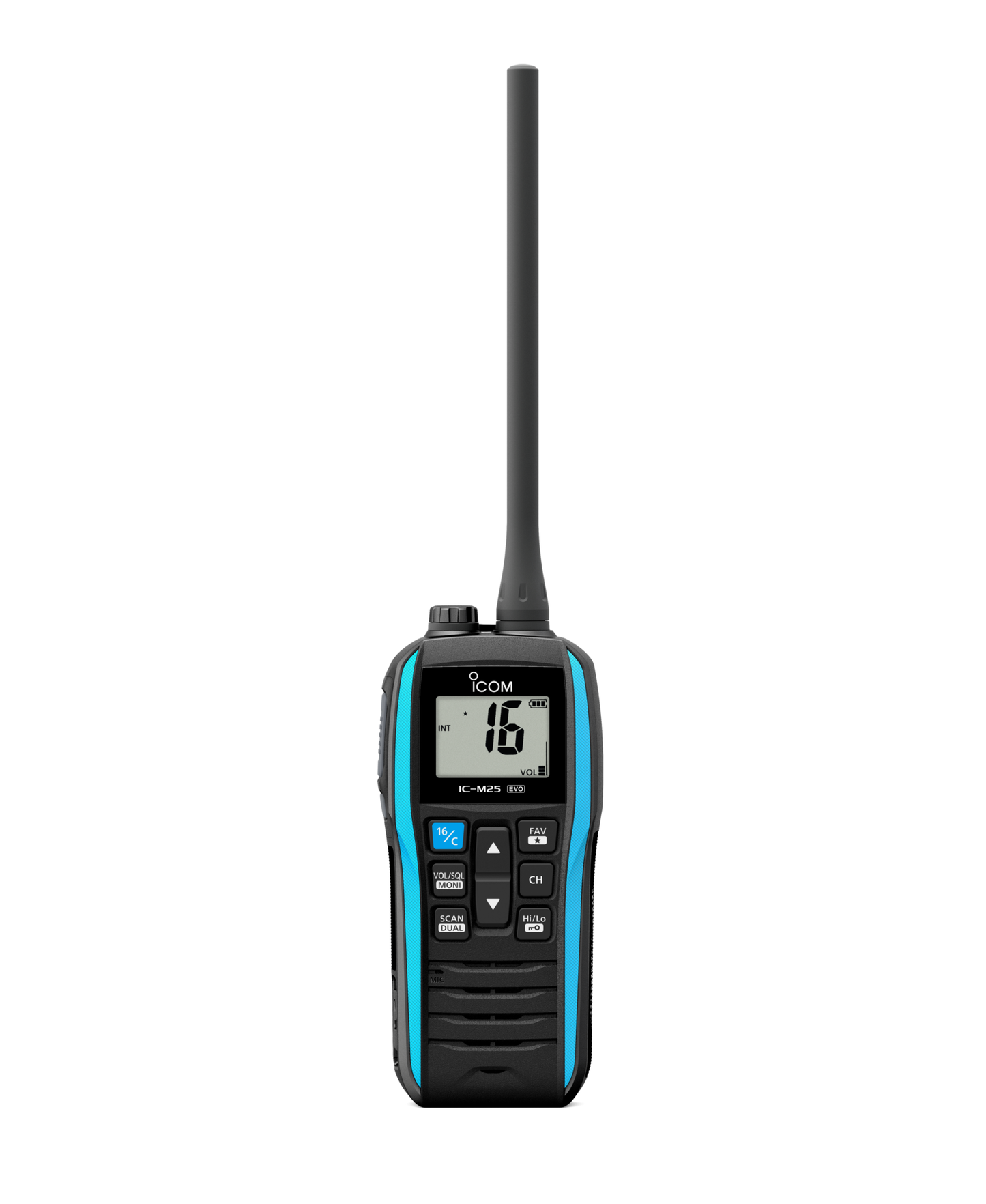 Icom IC-M25 EURO EVO - versione Evolution 2025 Ricetrasmettitore VHF nautico portatile galleggiante con sistema di individuazione luminoso