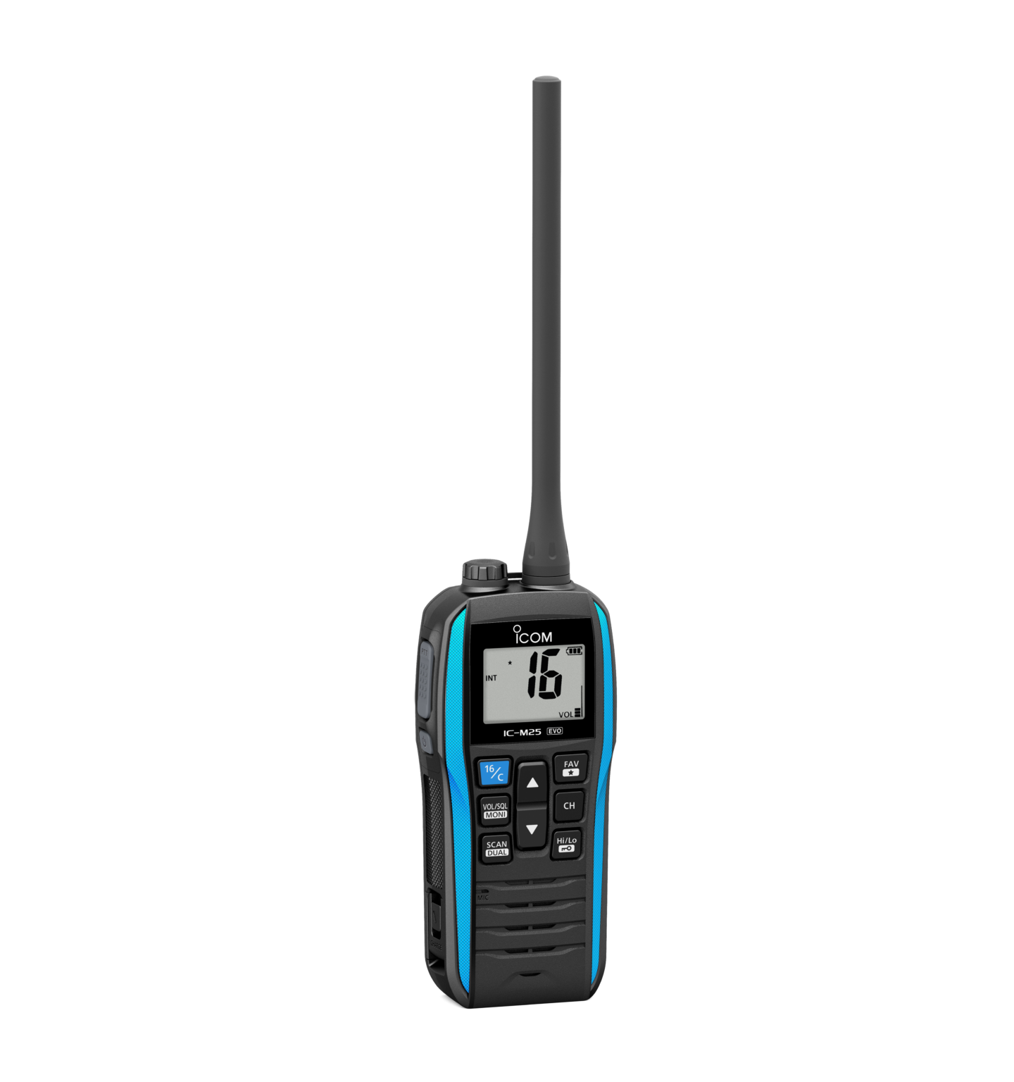 Icom IC-M25 EURO EVO - versione Evolution 2025 Ricetrasmettitore VHF nautico portatile galleggiante con sistema di individuazione luminoso
