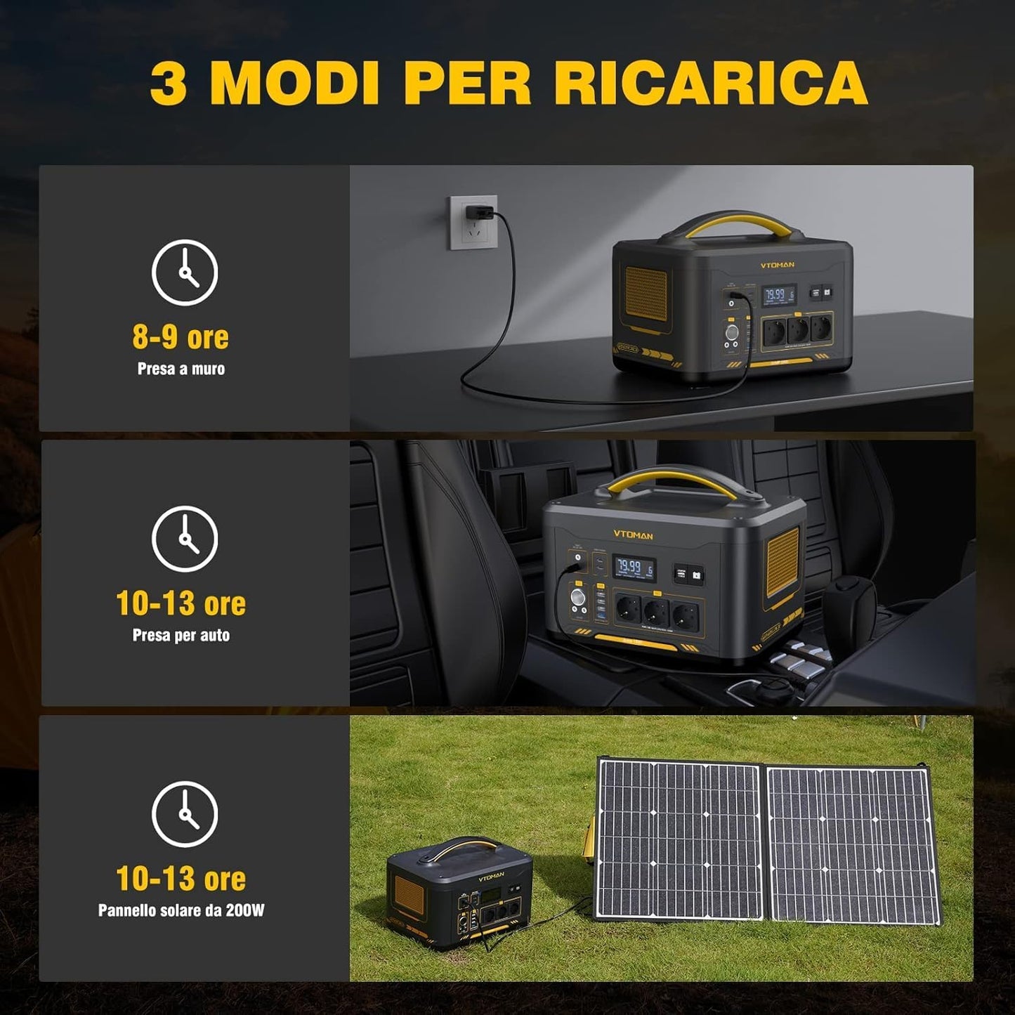 VTOMAN JUMP 2200 Stazione di Energia Portatile 1548Wh 2200W con prese EU