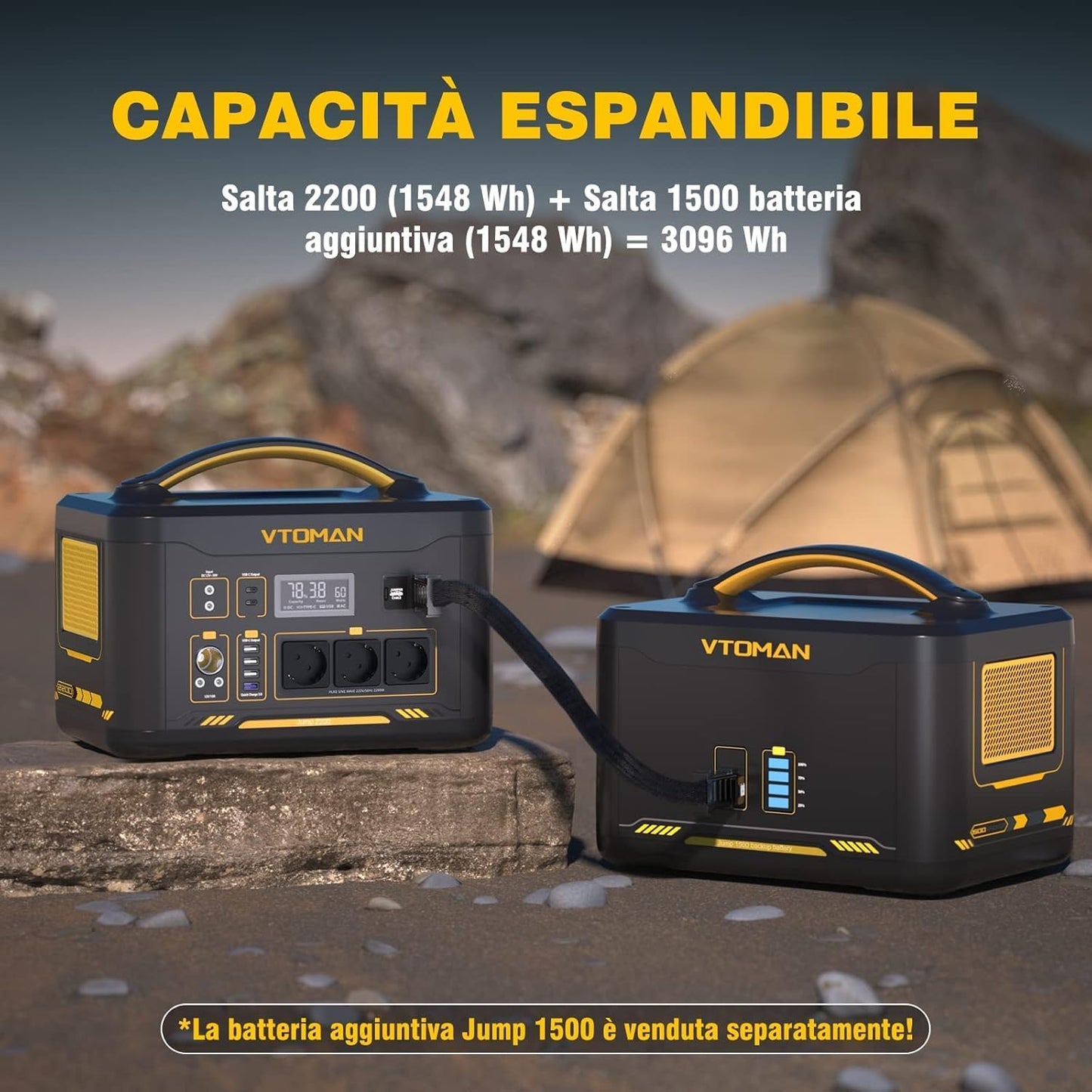VTOMAN JUMP 2200 Stazione di Energia Portatile 1548Wh 2200W con prese EU