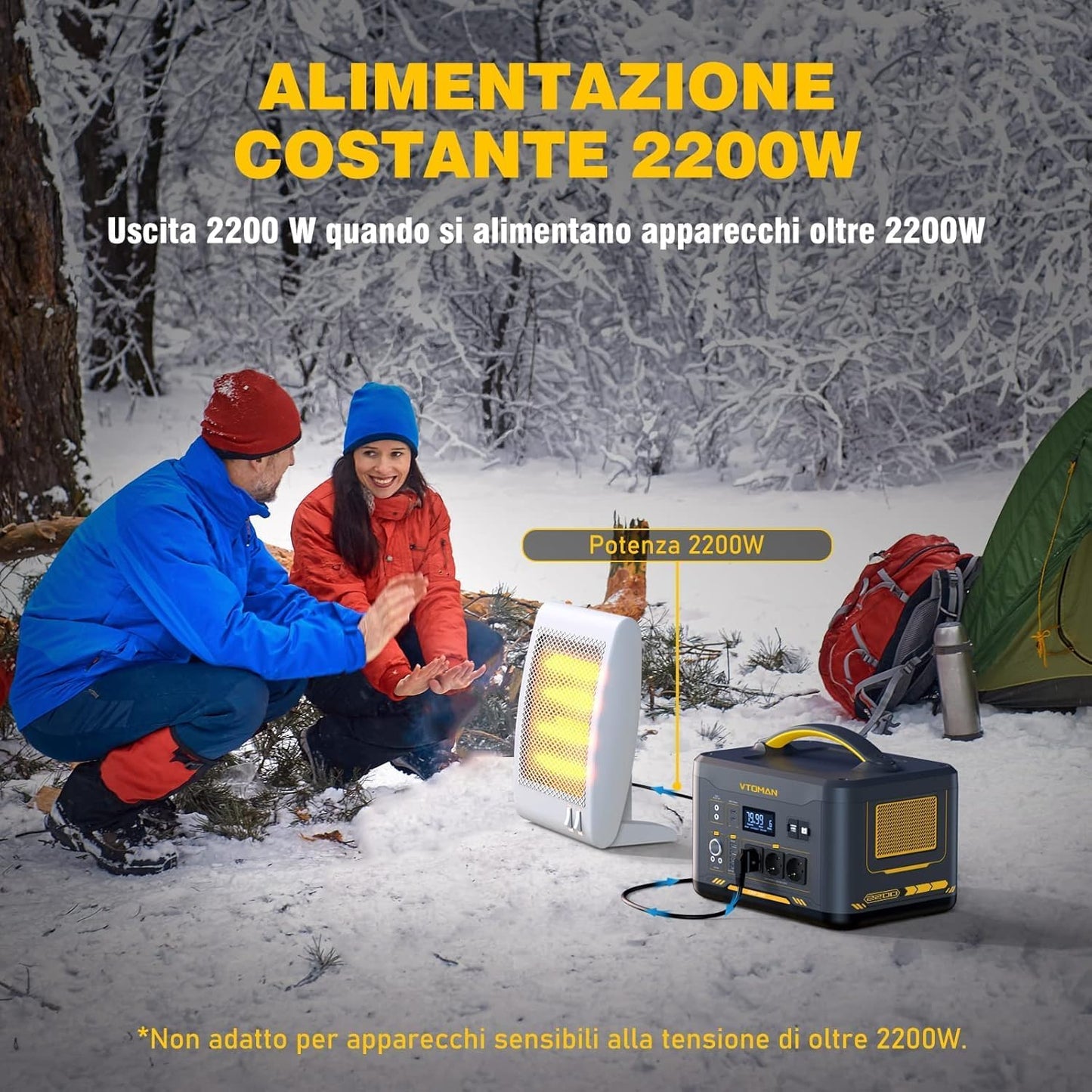 VTOMAN JUMP 2200 Stazione di Energia Portatile 1548Wh 2200W con prese EU