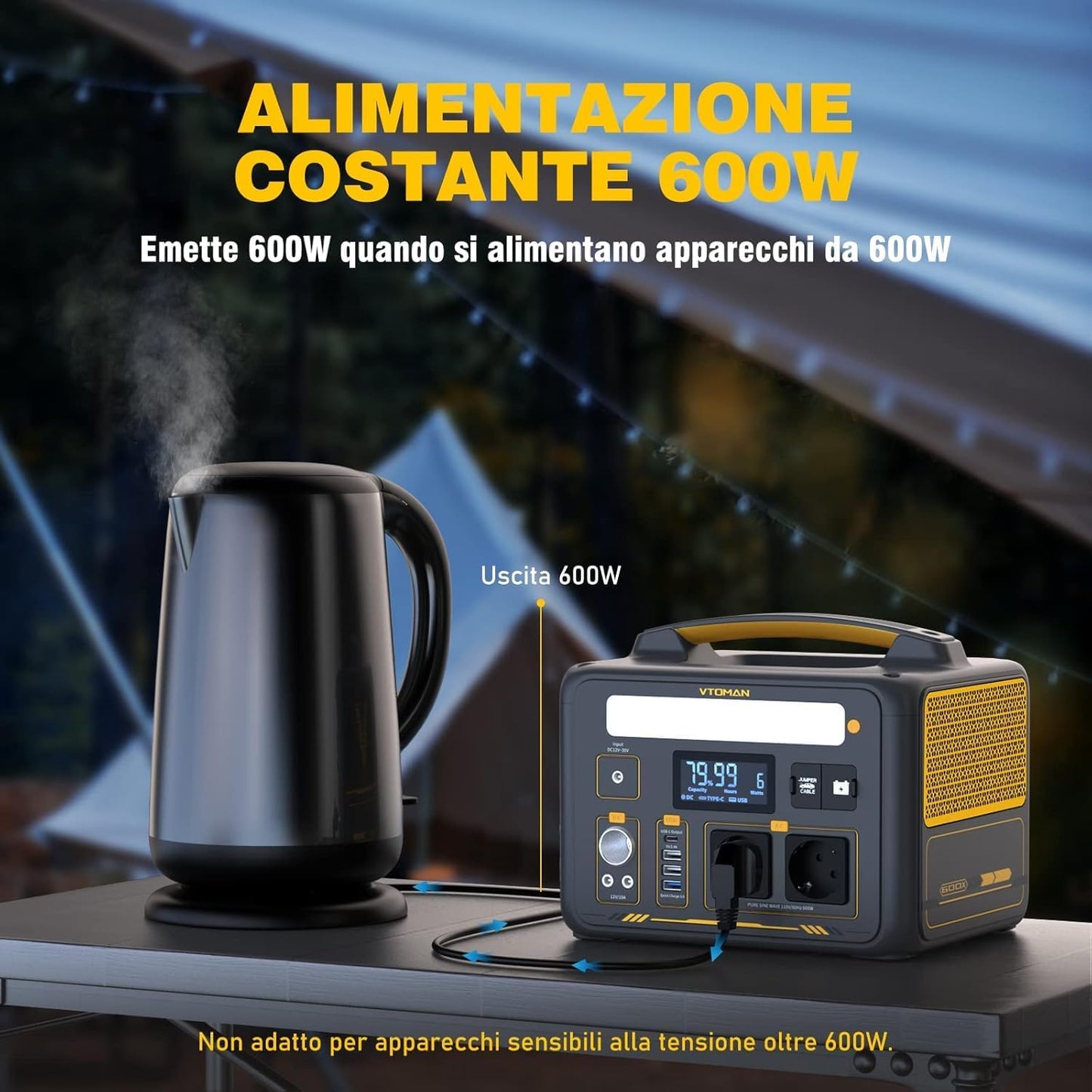 VTOMAN JUMP 600X Stazione di Energia Portatile 299Wh 600W con prese EU
