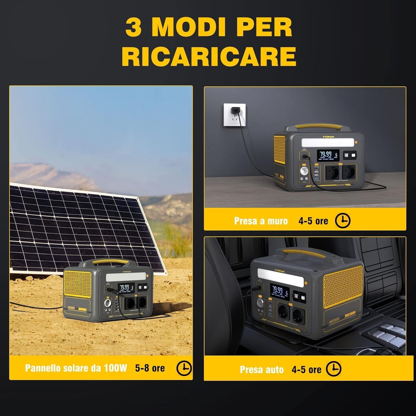 VTOMAN JUMP 600X Stazione di Energia Portatile 299Wh 600W con prese EU
