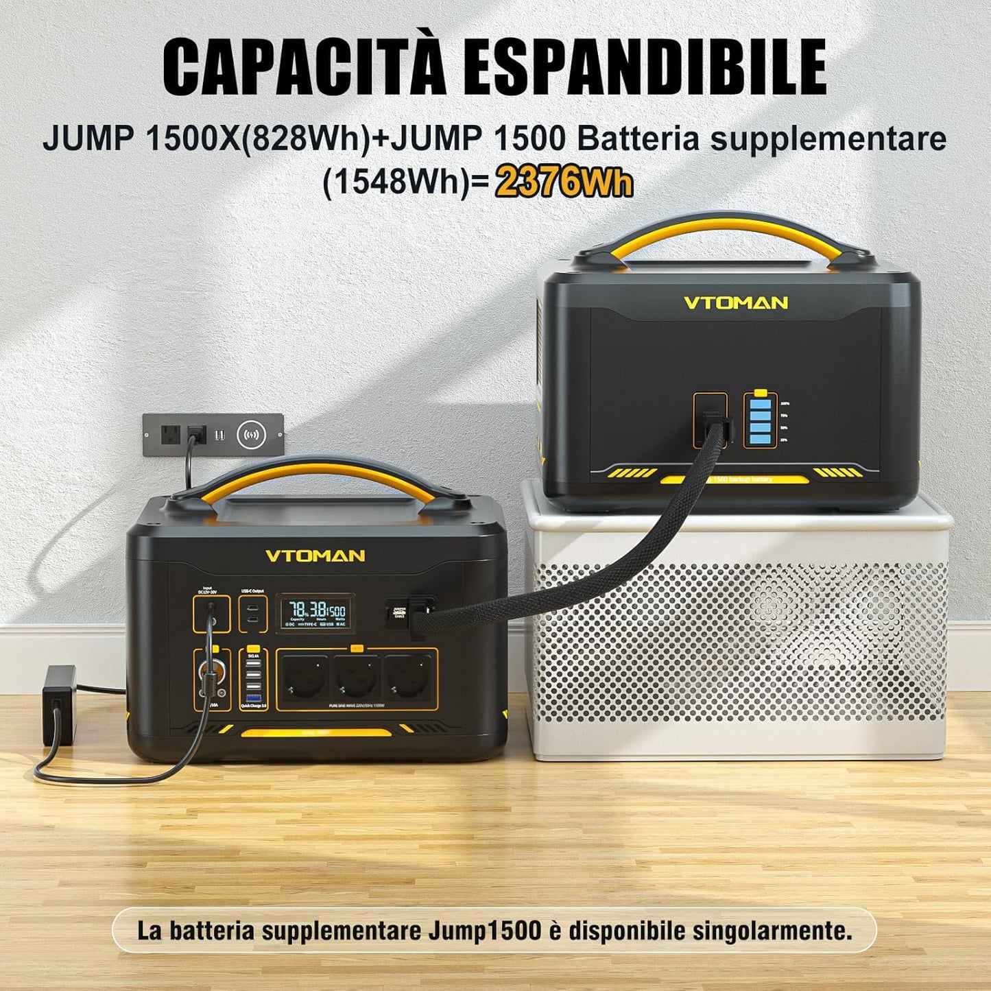VTOMAN JUMP 1500X Stazione di Energia Portatile 828Wh 1500W con prese EU