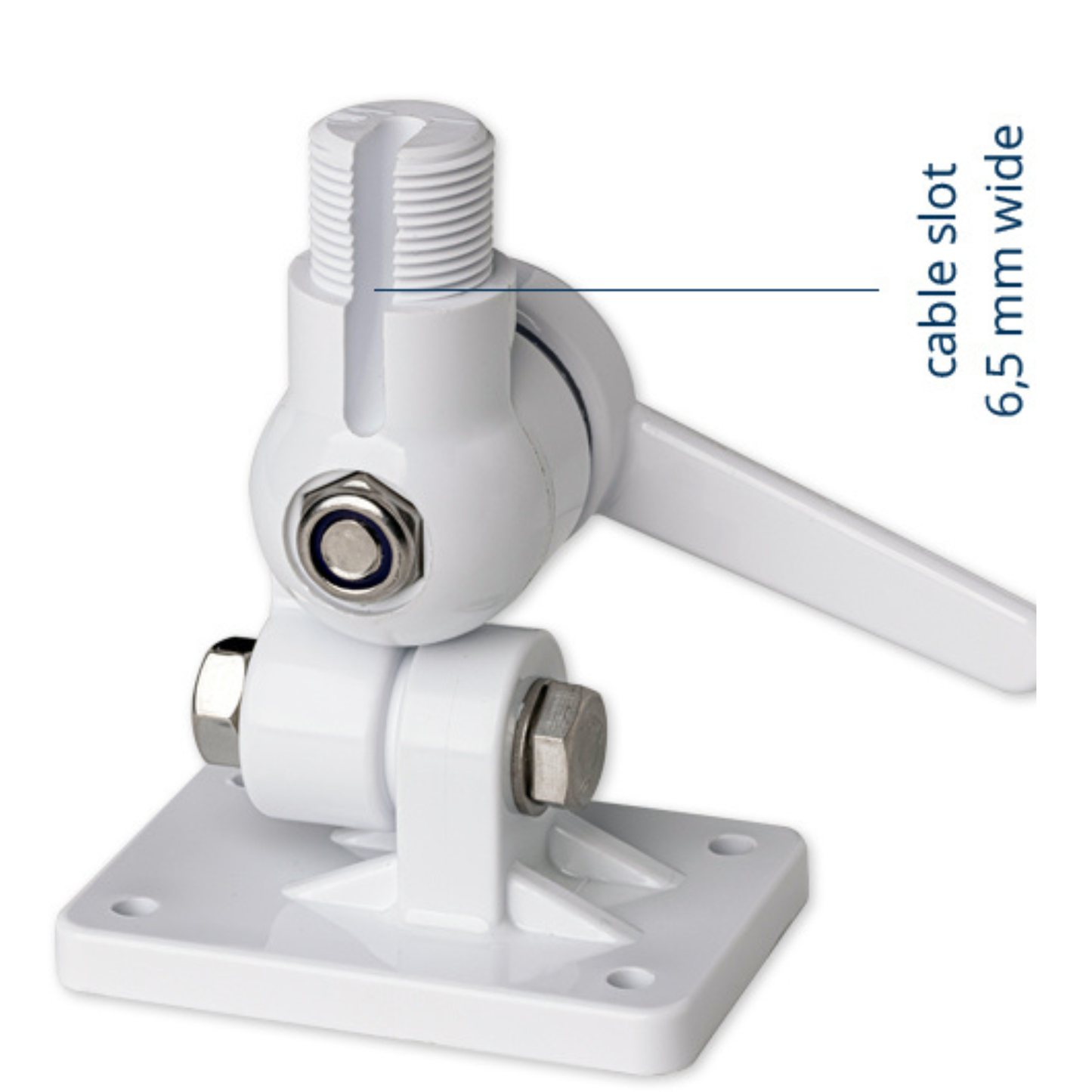 SCOUT PA-3 Base nautica di supporto in nylon bianca con regolazione a quattro vie per montaggio antenna standard 1? x 14 filetti