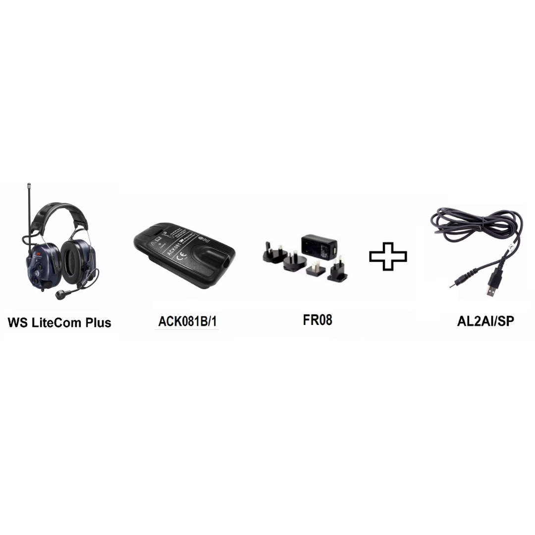 3M Peltor WS LiteCom Plus (MT73H7A4410WS6-EU) Cuffie microfono con radio incorporata PMR446 con PTT e Bluetooth con bardatura temporale