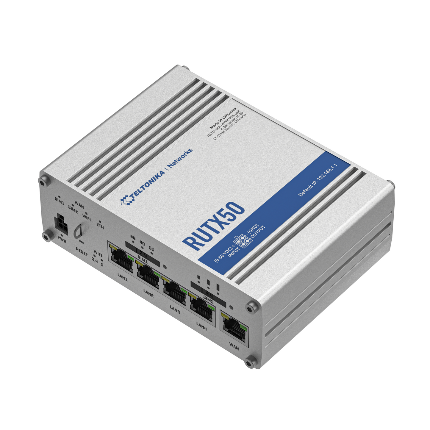 Teltonika RUTX50 Industrial dual SIM 5G Router with 5 gigabit Ethernet ports, dual band Wave-2 802.11ac WiFi 5