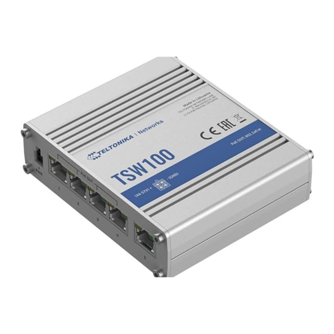 Teltonika TSW100 Switch Industriale PoE Ethernet Professionale 5 Porte Unmanaged