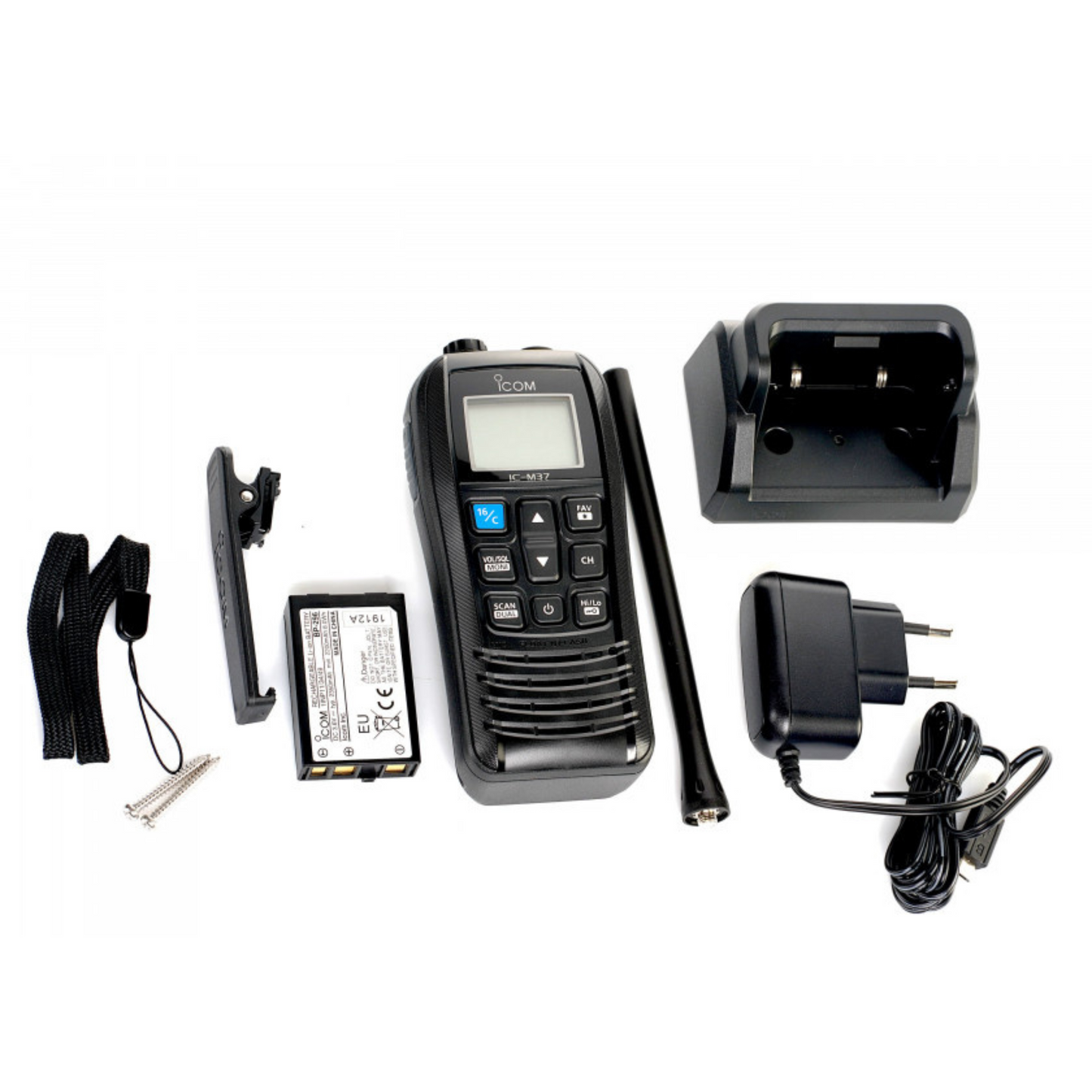 IC-M37E Icom – Ricetrasmettitore VHF nautico galleggiante portatile con sistema di individuazione luminoso