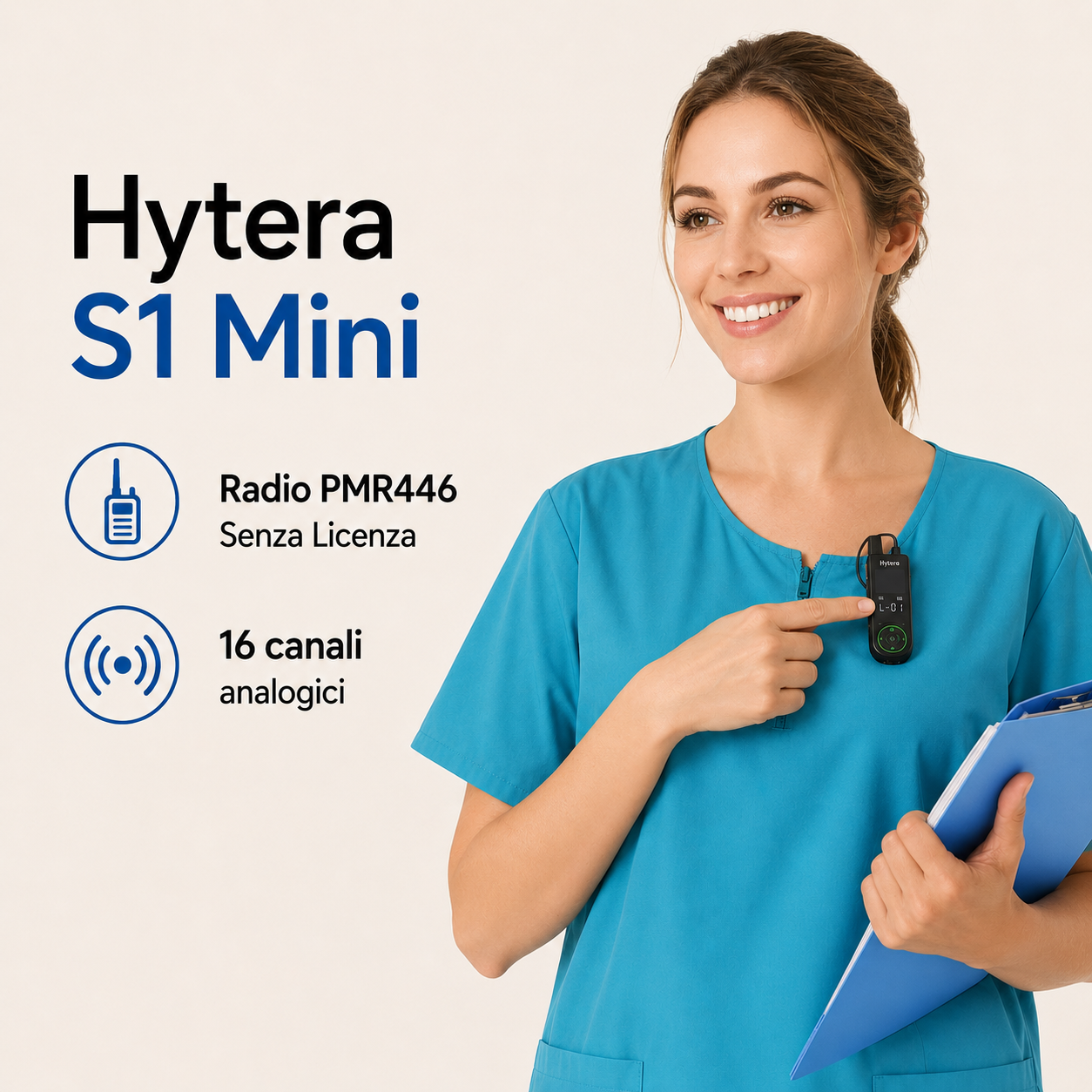 Hytera S1 Mini LF Ricetrasmettitore professionale di uso libero analogico PMR446 con auricolare