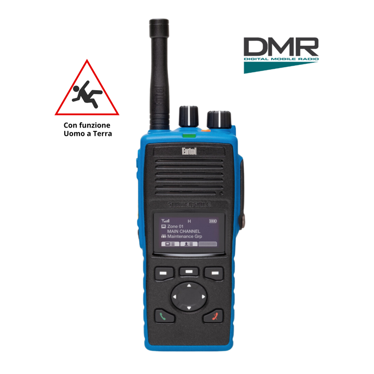 Entel DT953 MD ATEX Ricetrasmettitore professionale di uso libero analogico/digitale PMR446/DMR446 con Man Down e con display