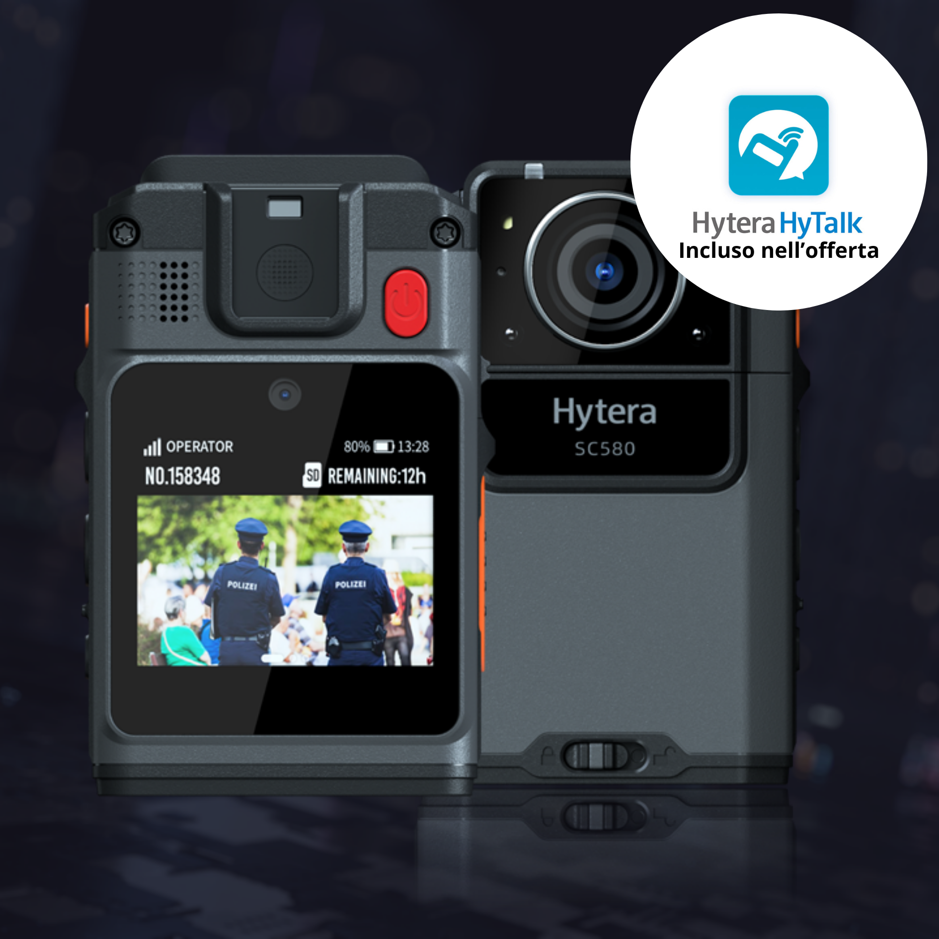 Hytera SC580 Bodycam POC 4G con PTT e infrarossi