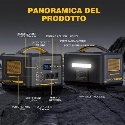 VTOMAN JUMP 2200 Stazione di Energia Portatile 1548Wh 2200W con prese EU