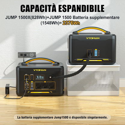 VTOMAN JUMP 1500X Stazione di Energia Portatile 828Wh 1500W con prese EU
