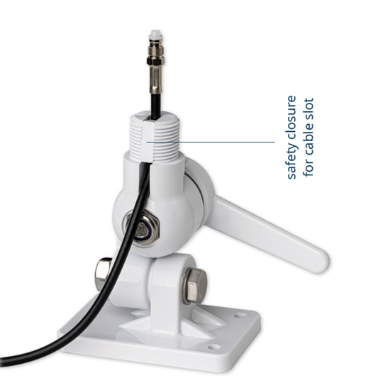 SCOUT PA-3 Base nautica di supporto in nylon bianca con regolazione a quattro vie per montaggio antenna standard 1? x 14 filetti