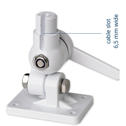 SCOUT PA-3 Base nautica di supporto in nylon bianca con regolazione a quattro vie per montaggio antenna standard 1? x 14 filetti