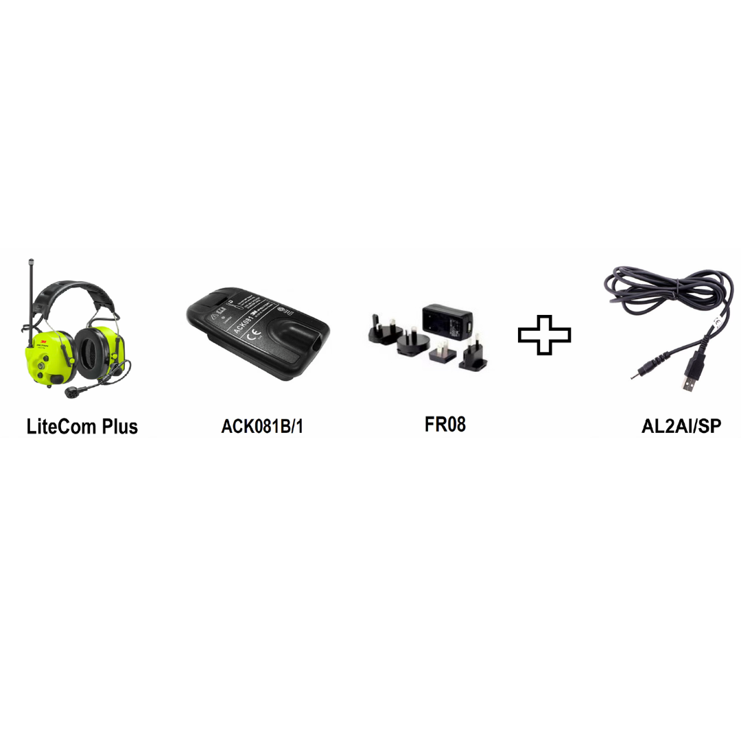 3M Peltor LiteCom Plus (MT73H7A4410-EU) Cuffie microfono con radio incorporata PMR446 con PTT giallo fluo con bardatura temporale