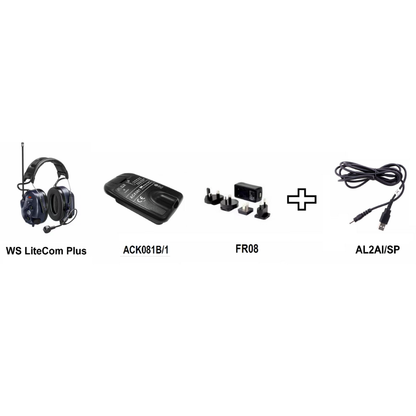 3M Peltor WS LiteCom Plus (MT73H7A4410WS6-EU) Cuffie microfono con radio incorporata PMR446 con PTT e Bluetooth con bardatura temporale