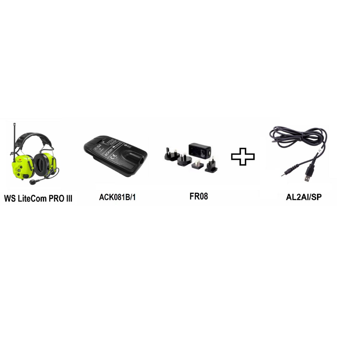 3M Peltor WS LiteCom PRO III GB (MT73H7A4D10-EU) Cuffie microfono con radio incorporata PMR/DMR446 digitale con PTT e Bluetooth giallo fluo con bardatura temporale
