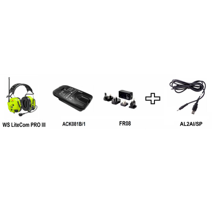 3M Peltor WS LiteCom PRO III GB (MT73H7A4D10-EU) Cuffie microfono con radio incorporata PMR/DMR446 digitale con PTT e Bluetooth giallo fluo con bardatura temporale