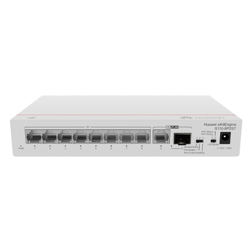 Huawei S110-8P2ST - Switch, layer 2, unmanaged, 8 ports PoE+