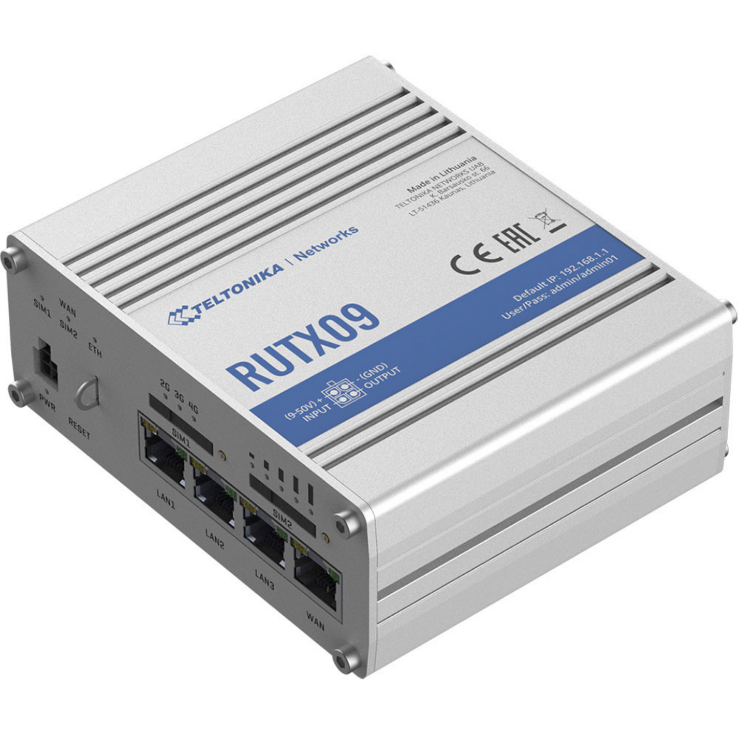 Teltonika RUTX09 Router Industriale IoT con Doppia Sim e 4 porte Gigabit Ethernet Cat6