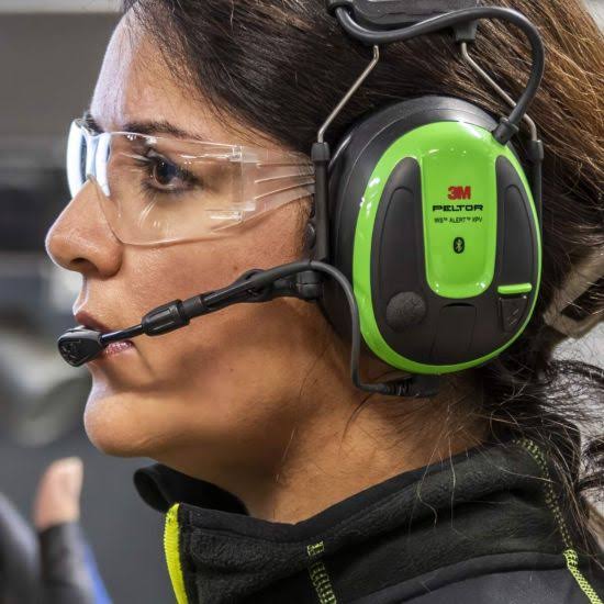 3M Peltor WS Alert XPV (MRX21A1WS7) Cuffie microfono con Bluetooth ad alimentazione solare verde con bardatura temporale